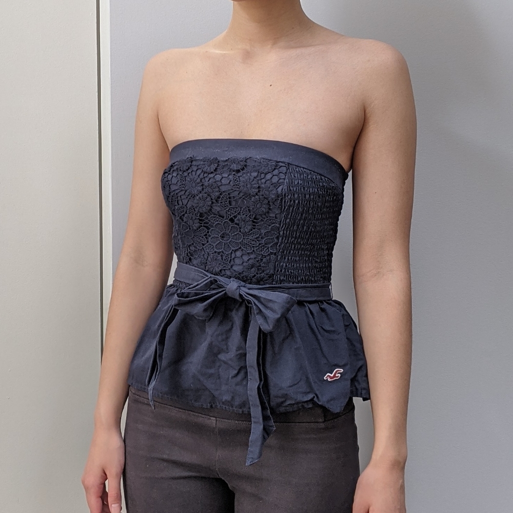 M Navy Hollister Crochet Tube Top